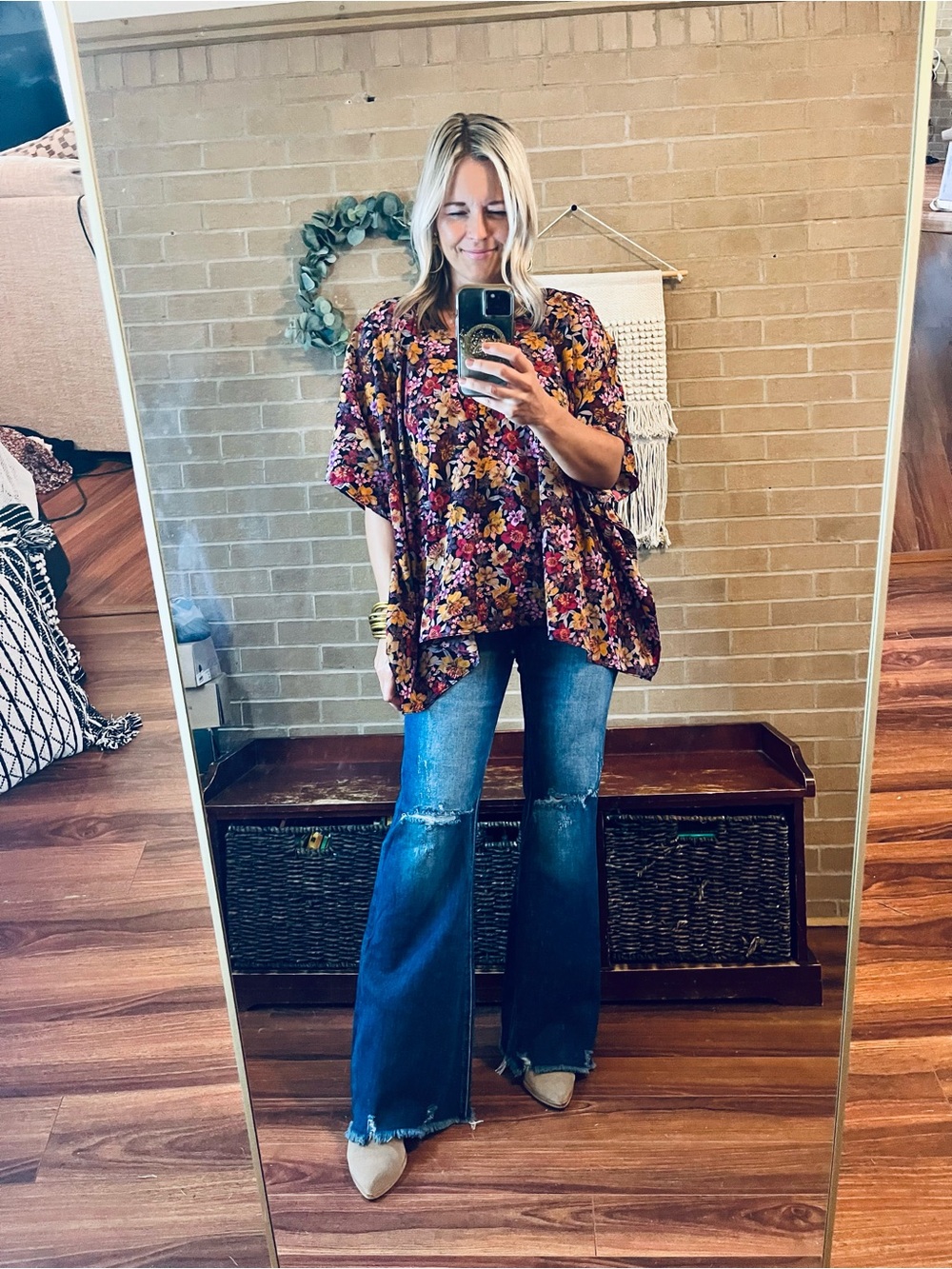 Buddy Love Floral Draped Tunic Top in Purple and Pink